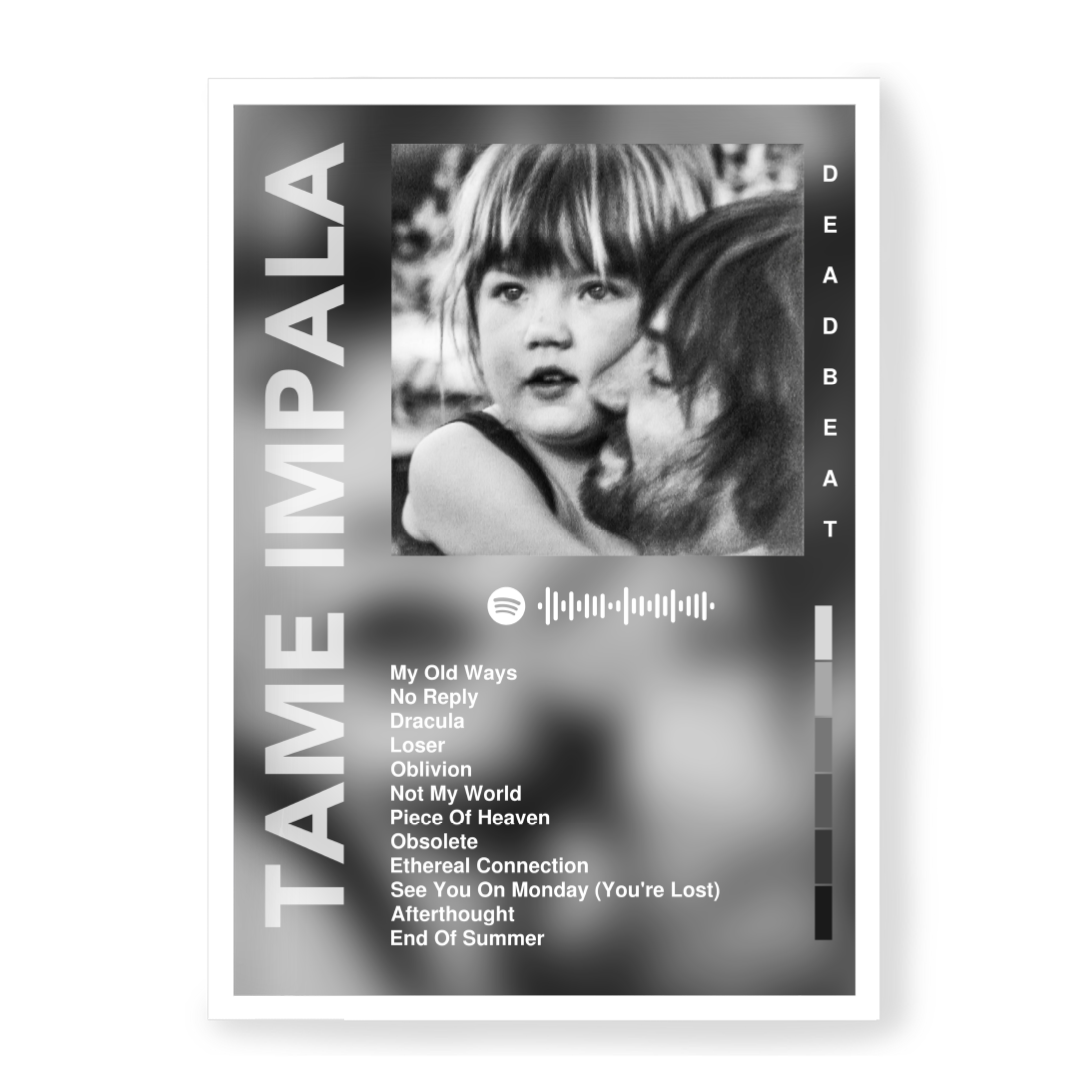 Plakat Tame Impala Deadbeat — Biały